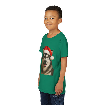 Santa Paws Malamute Youth Unisex Short Sleeve Crewneck Tee