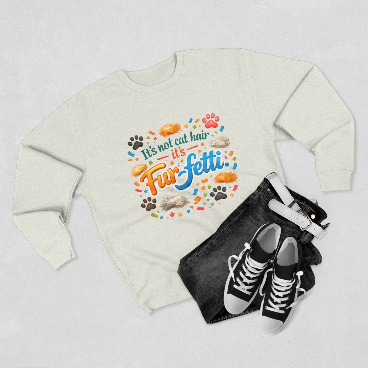 Fur-Fetti Cat Unisex Crewneck Sweatshirt