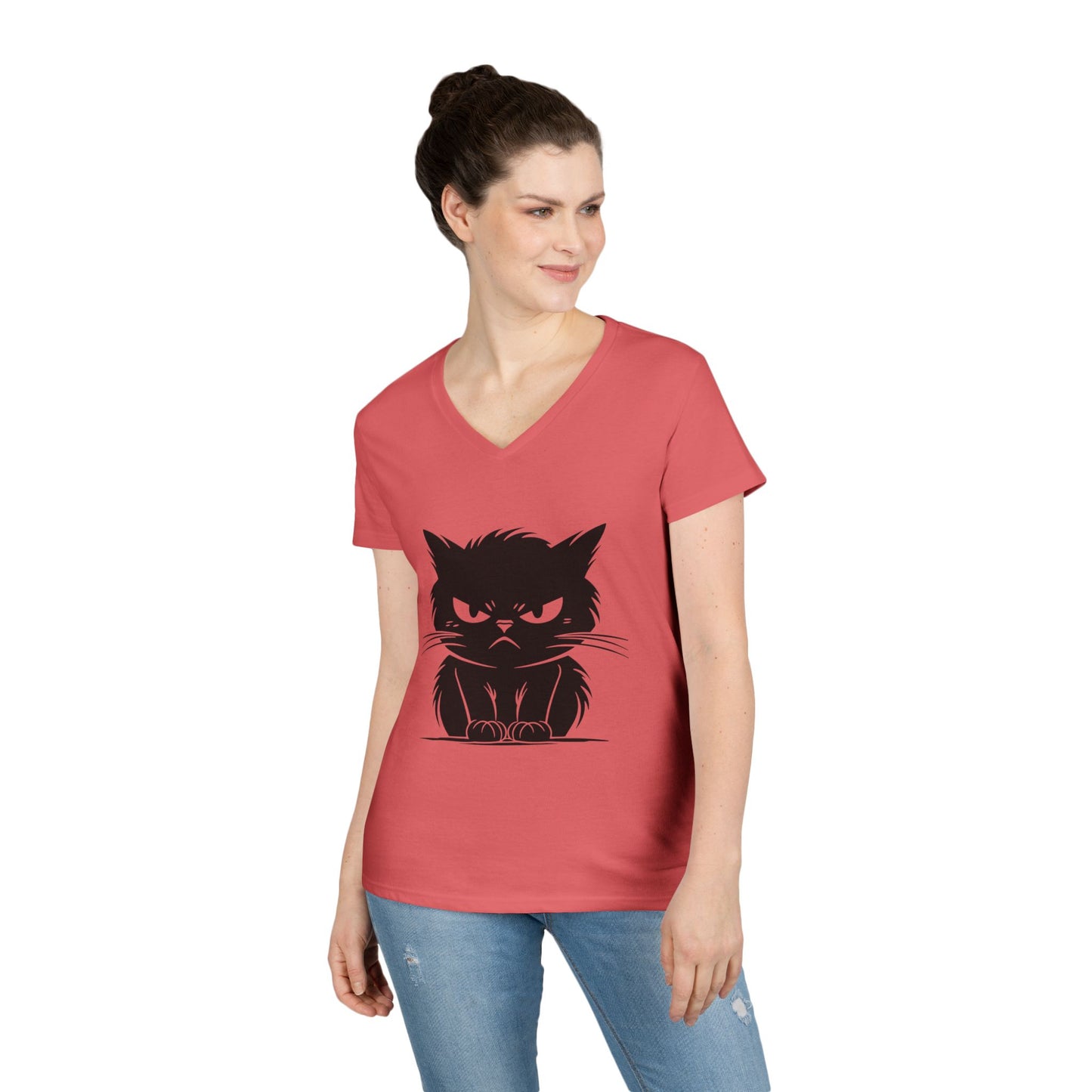Angry Cat Women's V-Neck T-Shirt
