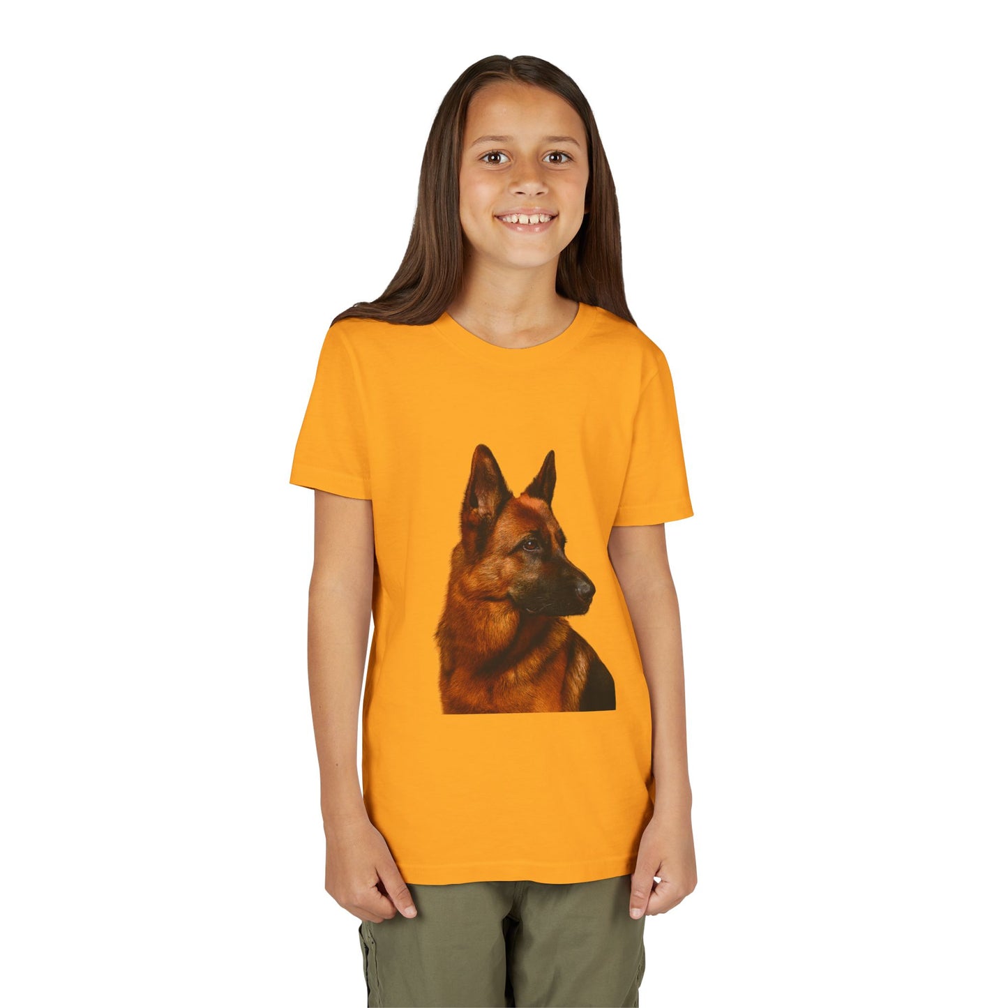 German Shepherd Head Youth Unisex Short Sleeve Crewneck Tee