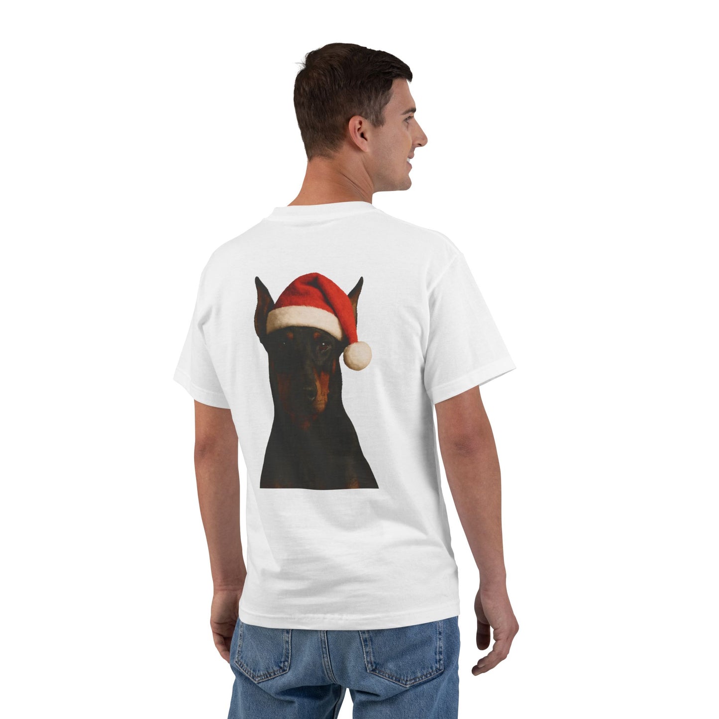 Santa Paws Doberman Men's Short-Sleeve Crewneck Tee