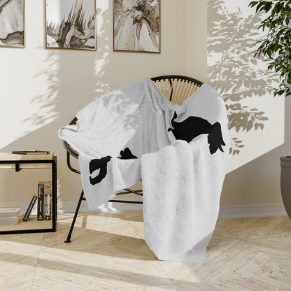 German Shepherd Silhouette Velveteen Microfiber Blanket