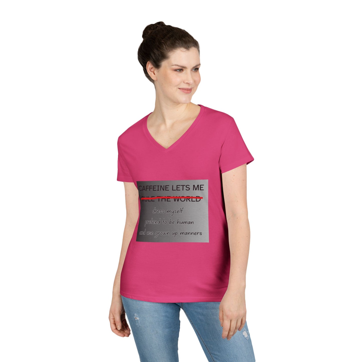 Caffeine Lets Me Women's V-Neck T-Shirt