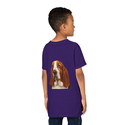 Basset Head Youth Unisex Short Sleeve Crewneck Tee