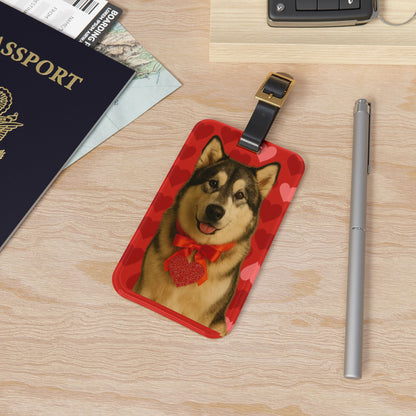 Cupid's Companion Malamute Leather Strap Luggage Tag
