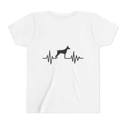 My Heart Beats For Dobermans Youth Unisex Short Sleeve Crewneck Tee