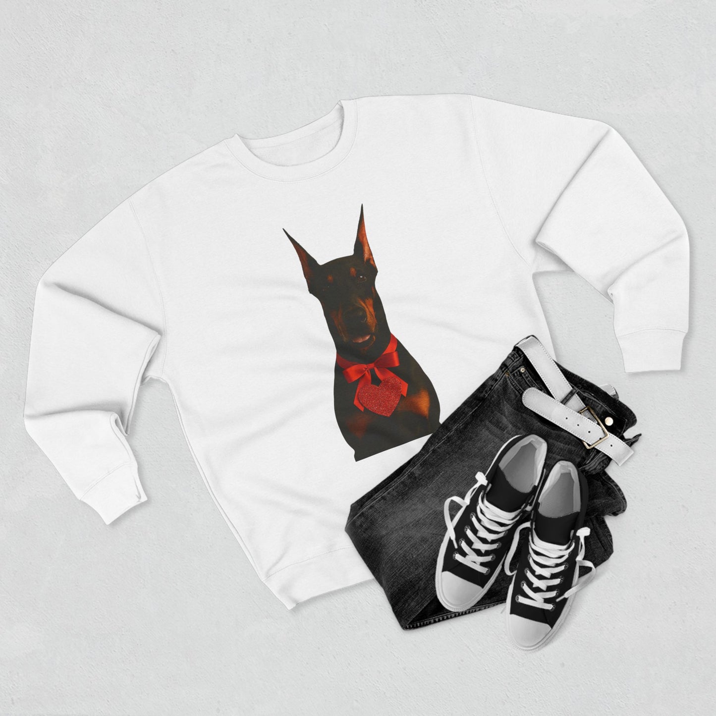 Cupid's Companion Doberman Unisex Crewneck Sweatshirt