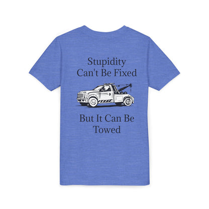 Stupidity Wheel Lift Tow Truck Youth Unisex Short Sleeve Crewneck Tee