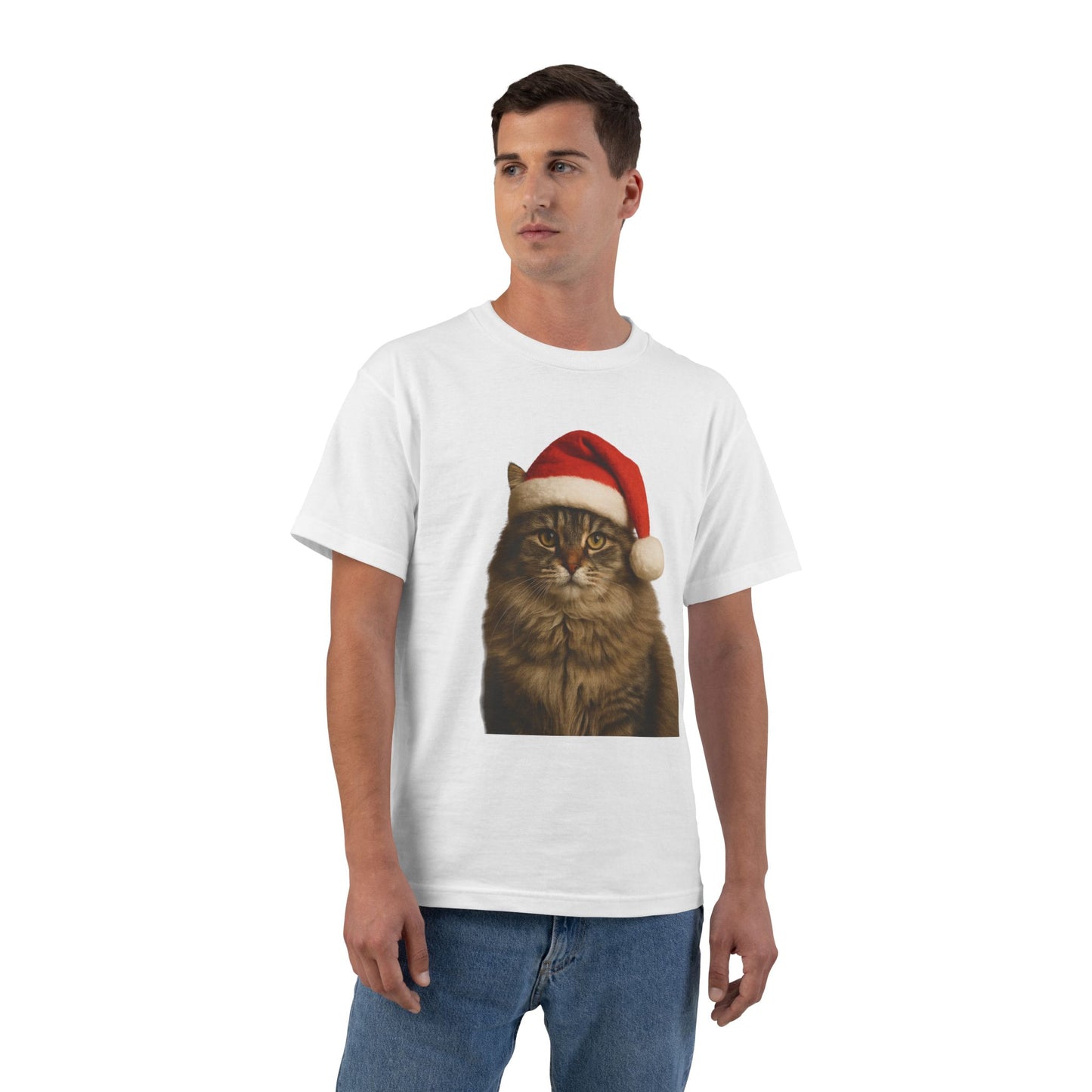 Santa Paws Cat Men's Short-Sleeve Crewneck Tee