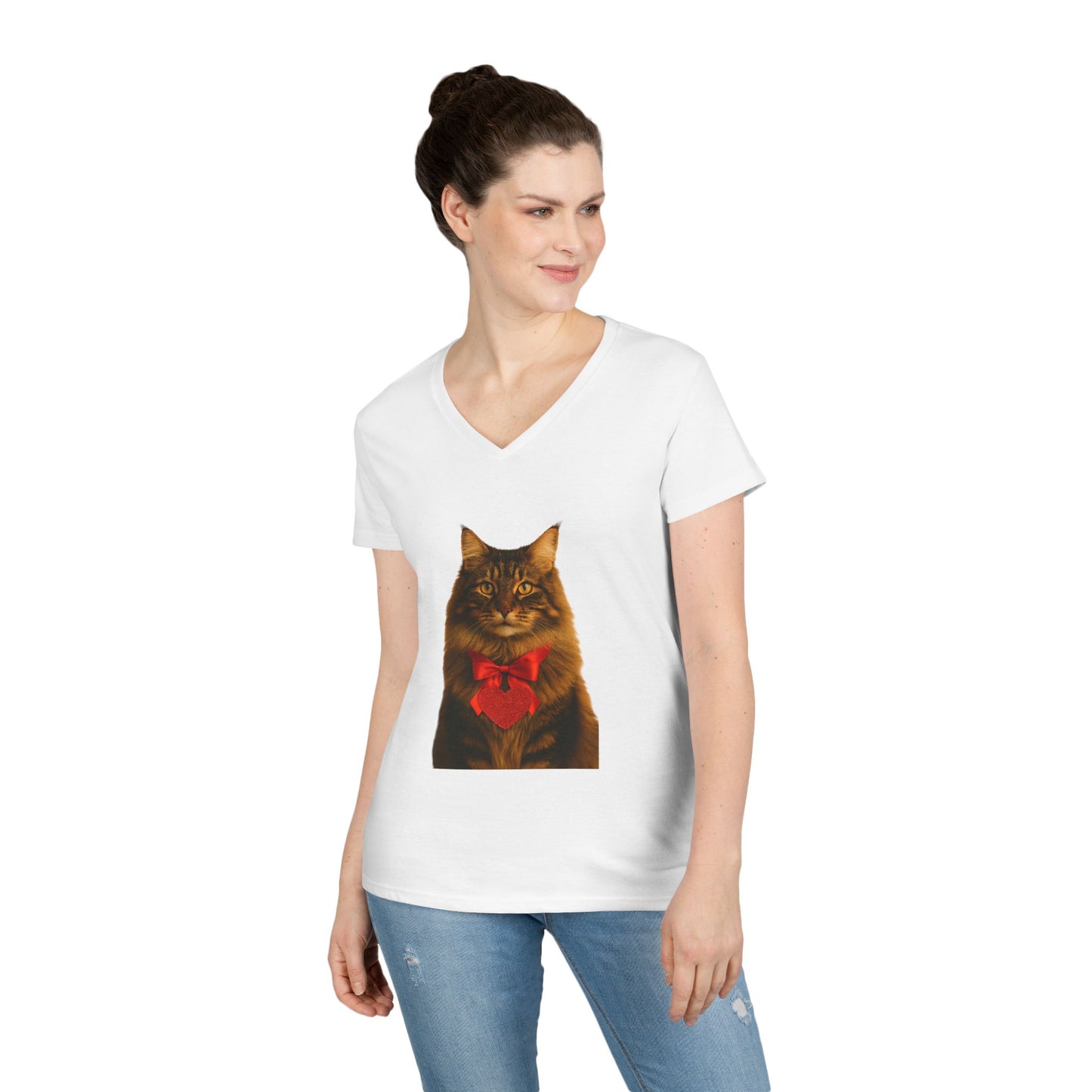 Cupid's Companion Cat Women's V-Neck T-Shirt