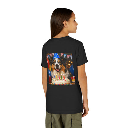 Birthday Buddy Aussie Youth Unisex Short Sleeve Crewneck Tee
