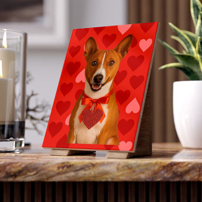Cupid's Companion Basenji  Ceramic Photo Tile