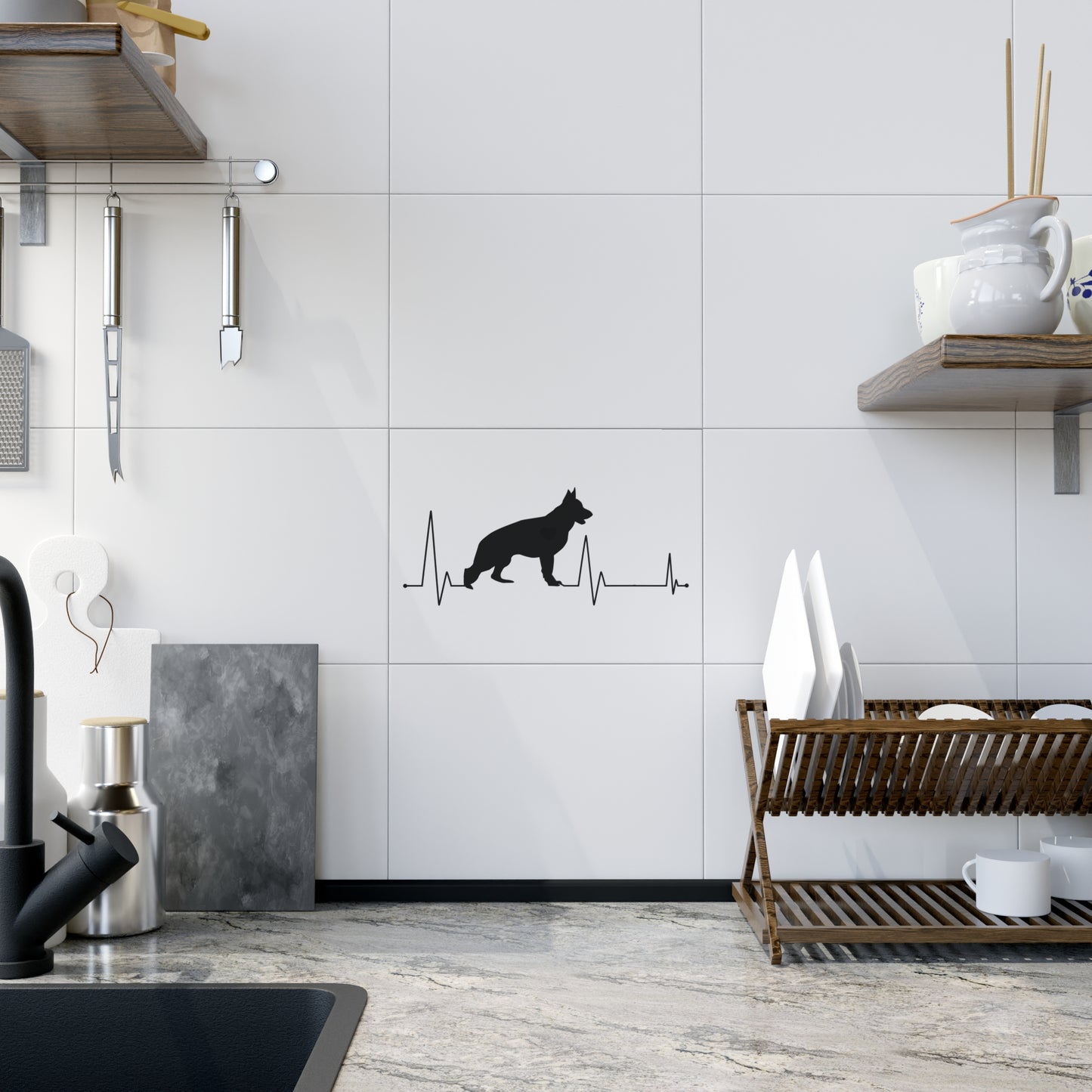 My Heart Beats For German Shepherds Ceramic Photo Tile