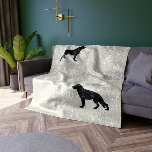 German Shepherd Silhouette Crushed Velvet Blanket