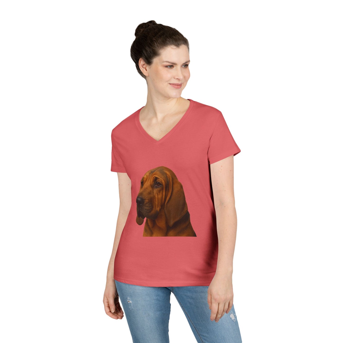Bloodhound Head Women's V-Neck T-Shirt