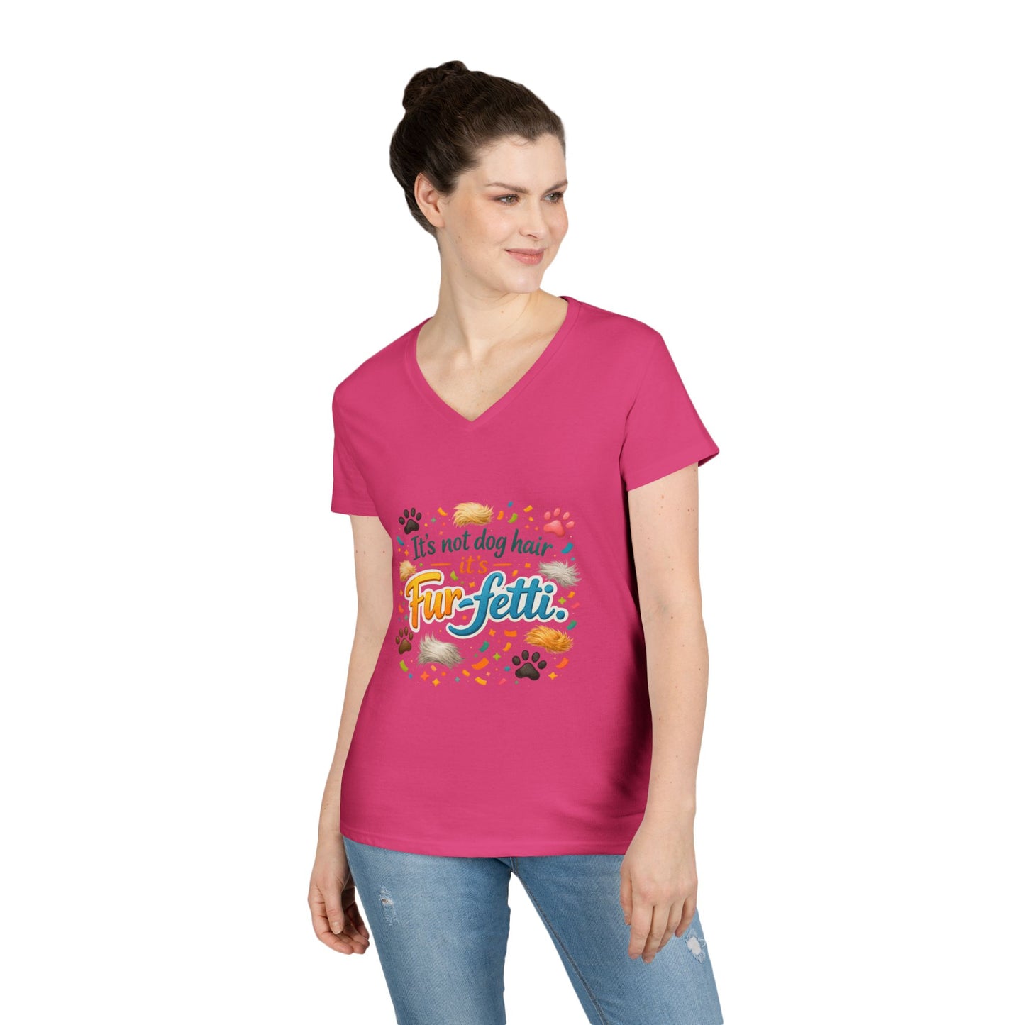 Fur-Fetti Dog Women's V-Neck T-Shirt