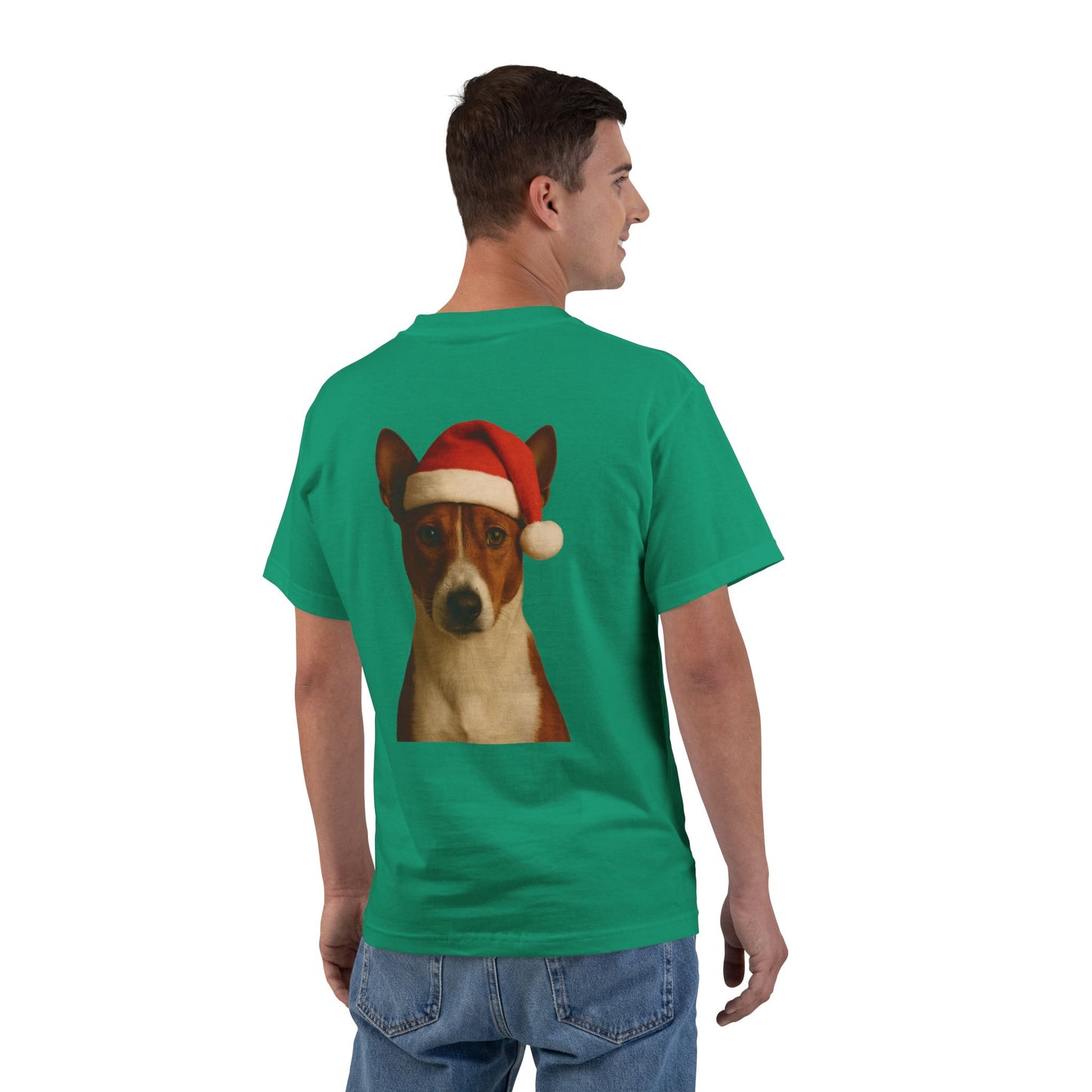 Santa Paws Basenji Men's Short-Sleeve Crewneck Tee