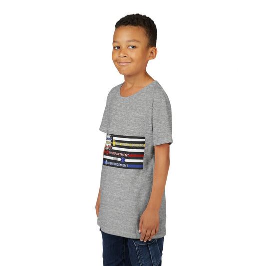 Slow Down Move Over Flag Youth Unisex Short Sleeve Crewneck Tee
