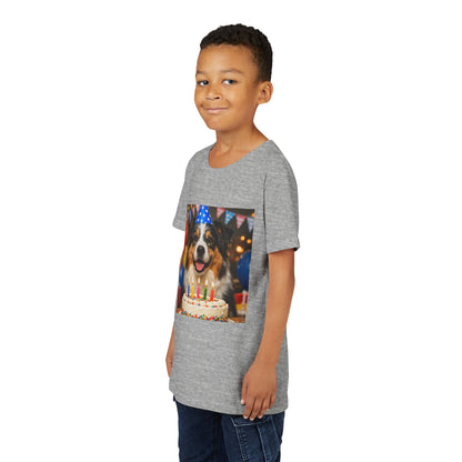 Birthday Buddy Aussie Youth Unisex Short Sleeve Crewneck Tee
