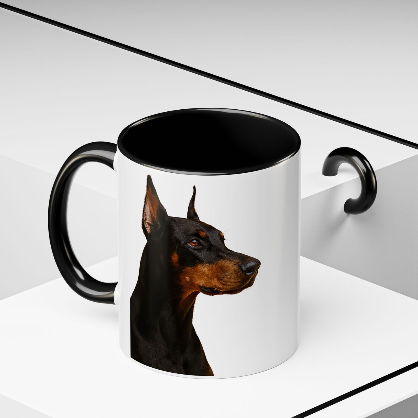 Doberman Head 2-Tone Coffee Mug