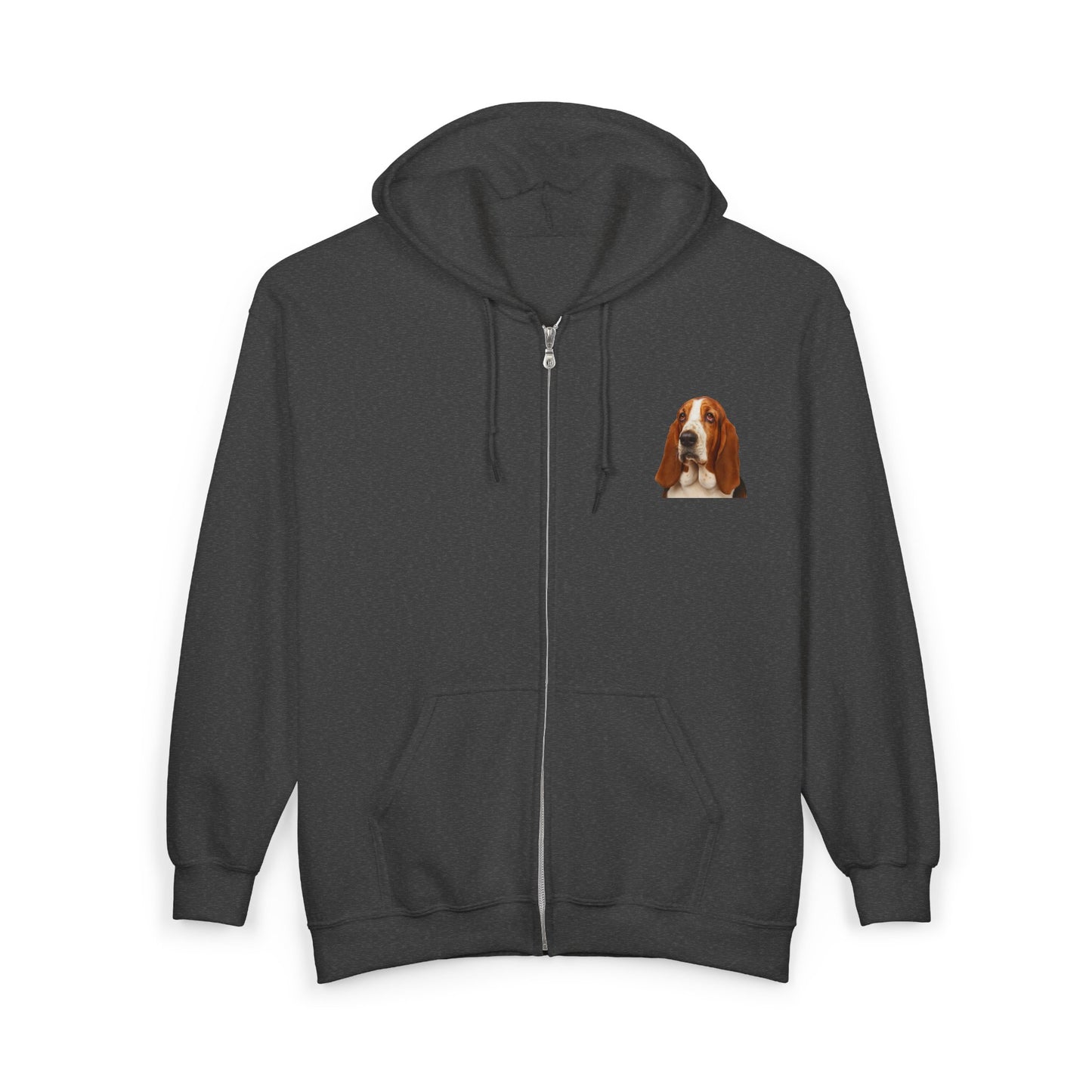 Basset Head Unisex Full Zip Hoodie