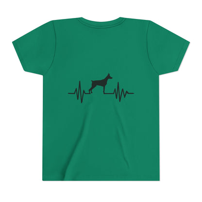 My Heart Beats For Dobermans Youth Unisex Short Sleeve Crewneck Tee