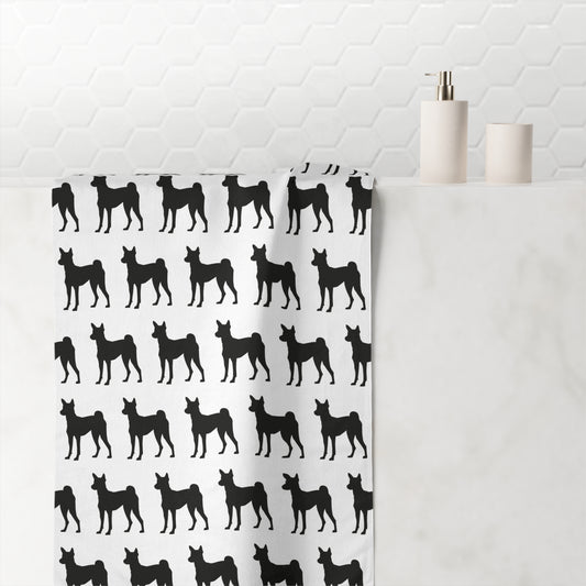 Basenji Silhouette Mink-Cotton  Beach Towel