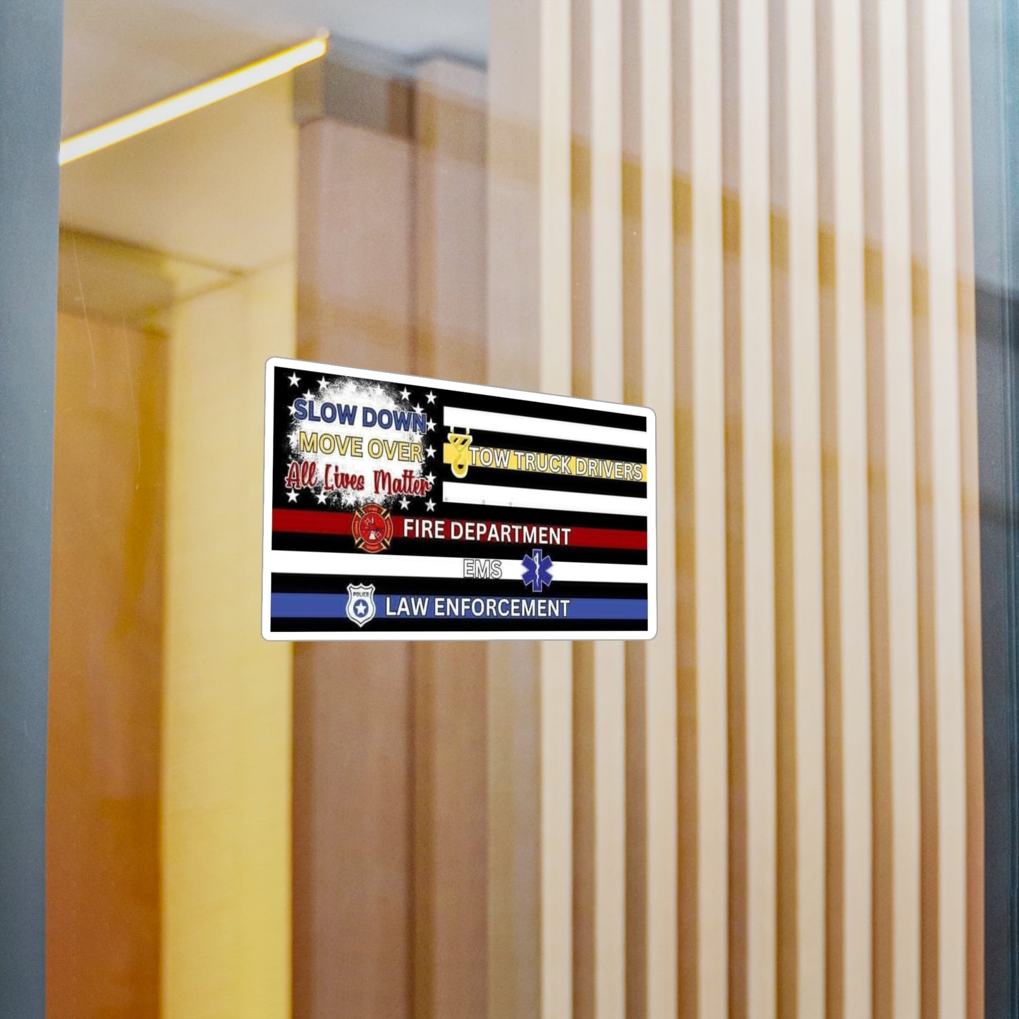 Slow Down Move Over Flag Vinyl Decal