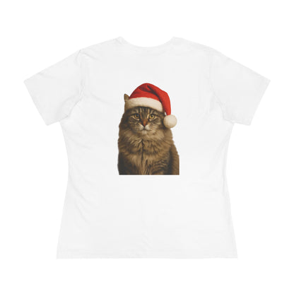 Santa Paws Cat Women's Short Sleeve Crewneck Tee
