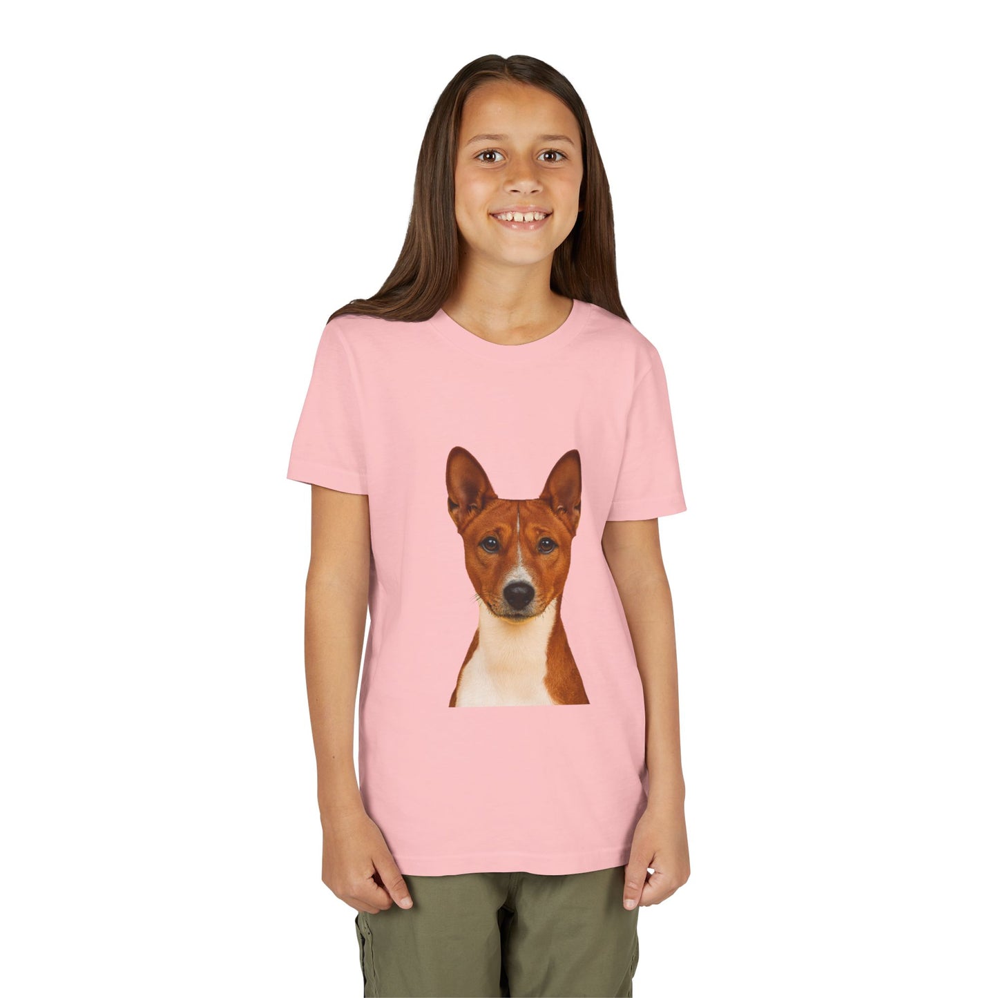 Basenji Head Youth Unisex Short Sleeve Crewneck Tee