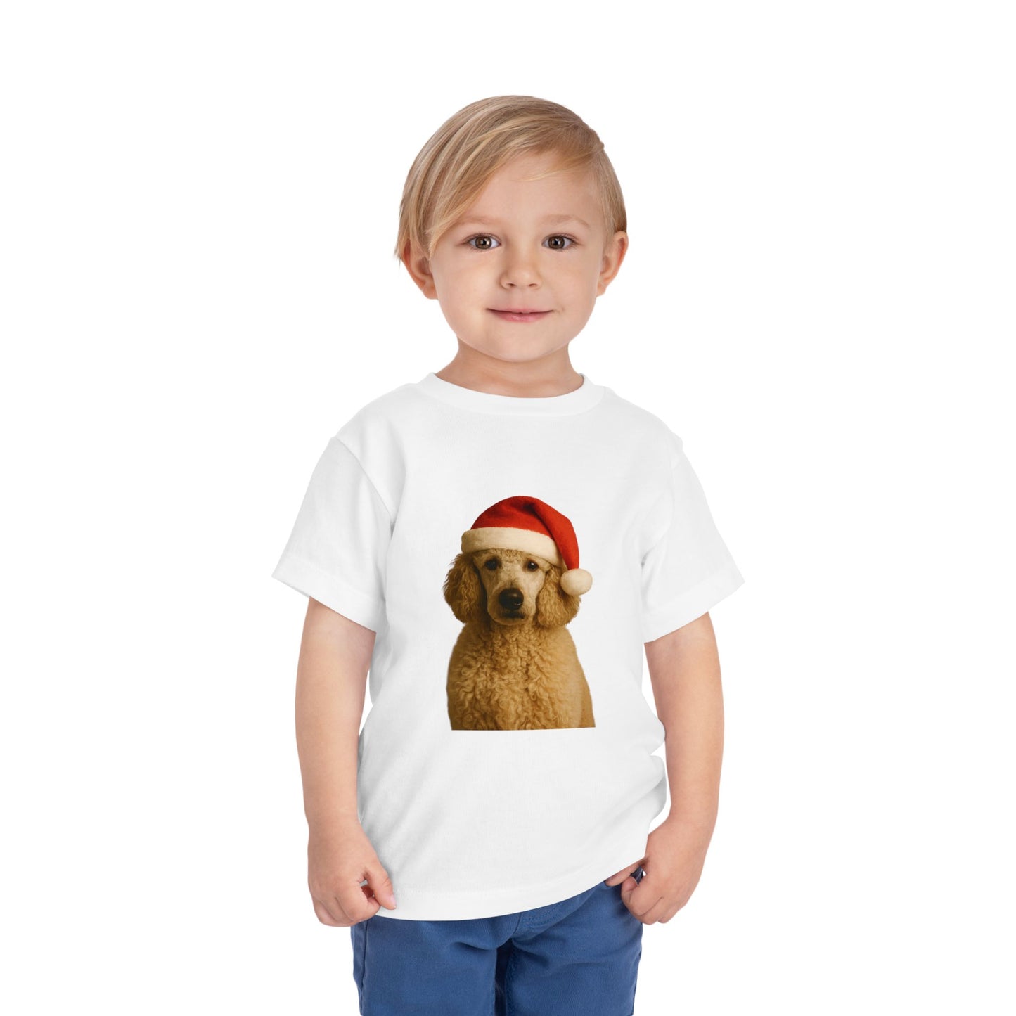 Santa Paws Poodle Toddler Unisex Short Sleeve Crewneck Tee
