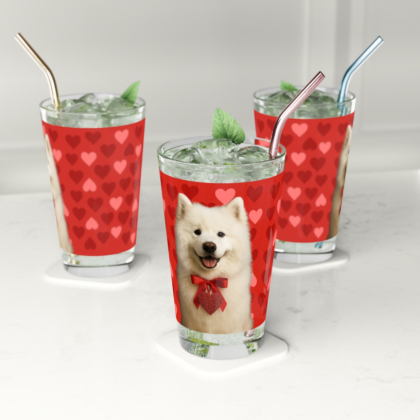 Cupid's Companion Samoyed Drinking Glass