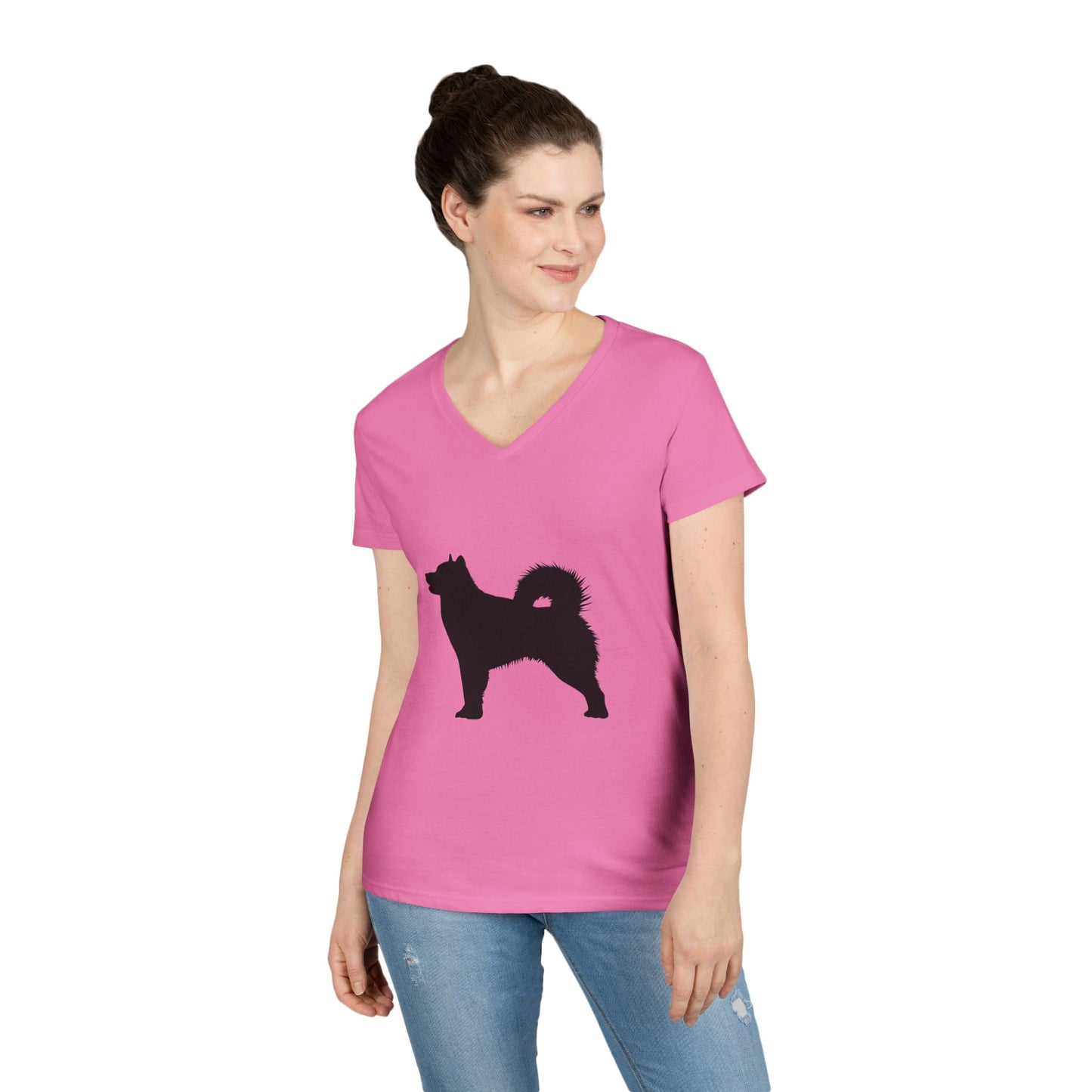 Malamute Silhouette Women's V-Neck T-Shirt