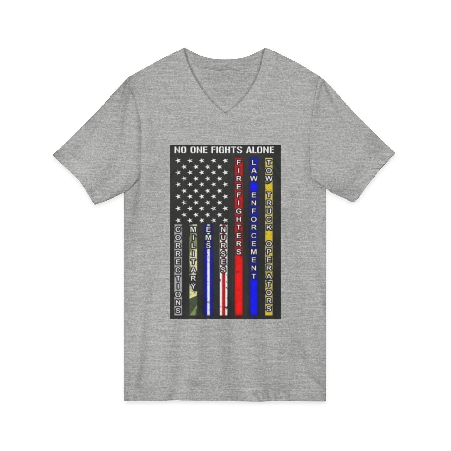 No One Fights Alone Unisex Short Sleeve V-Neck Tee
