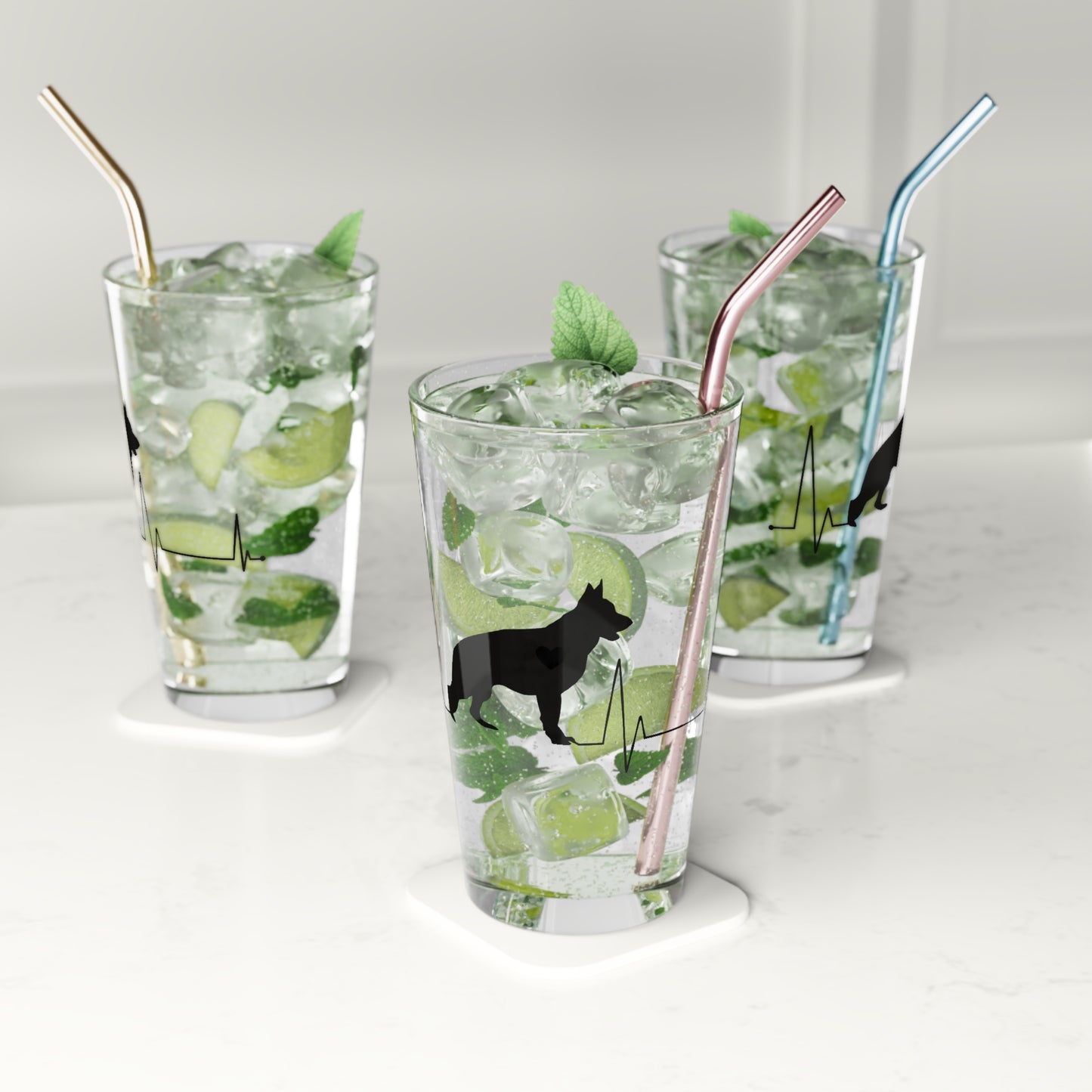 My Heart Beats For German Shepherds Drinking Glass