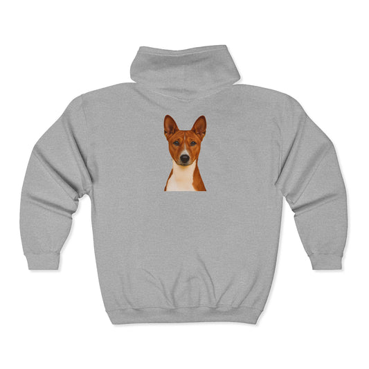 Basenji Head Unisex Full Zip Hoodie