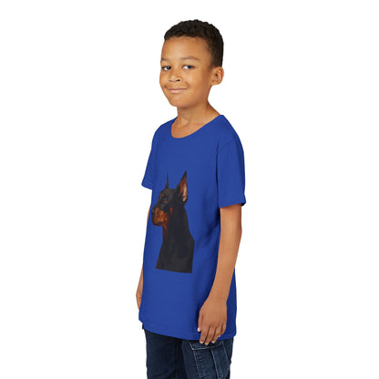 Doberman Head Youth Unisex Short Sleeve Crewneck Tee