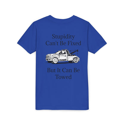 Stupidity Wheel Lift Tow Truck Youth Unisex Short Sleeve Crewneck Tee