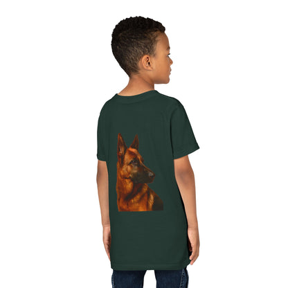 German Shepherd Head Youth Unisex Short Sleeve Crewneck Tee