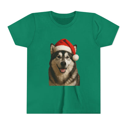 Santa Paws Malamute Youth Unisex Short Sleeve Crewneck Tee
