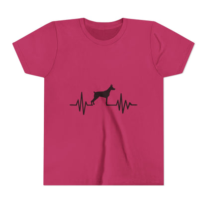 My Heart Beats For Dobermans Youth Unisex Short Sleeve Crewneck Tee
