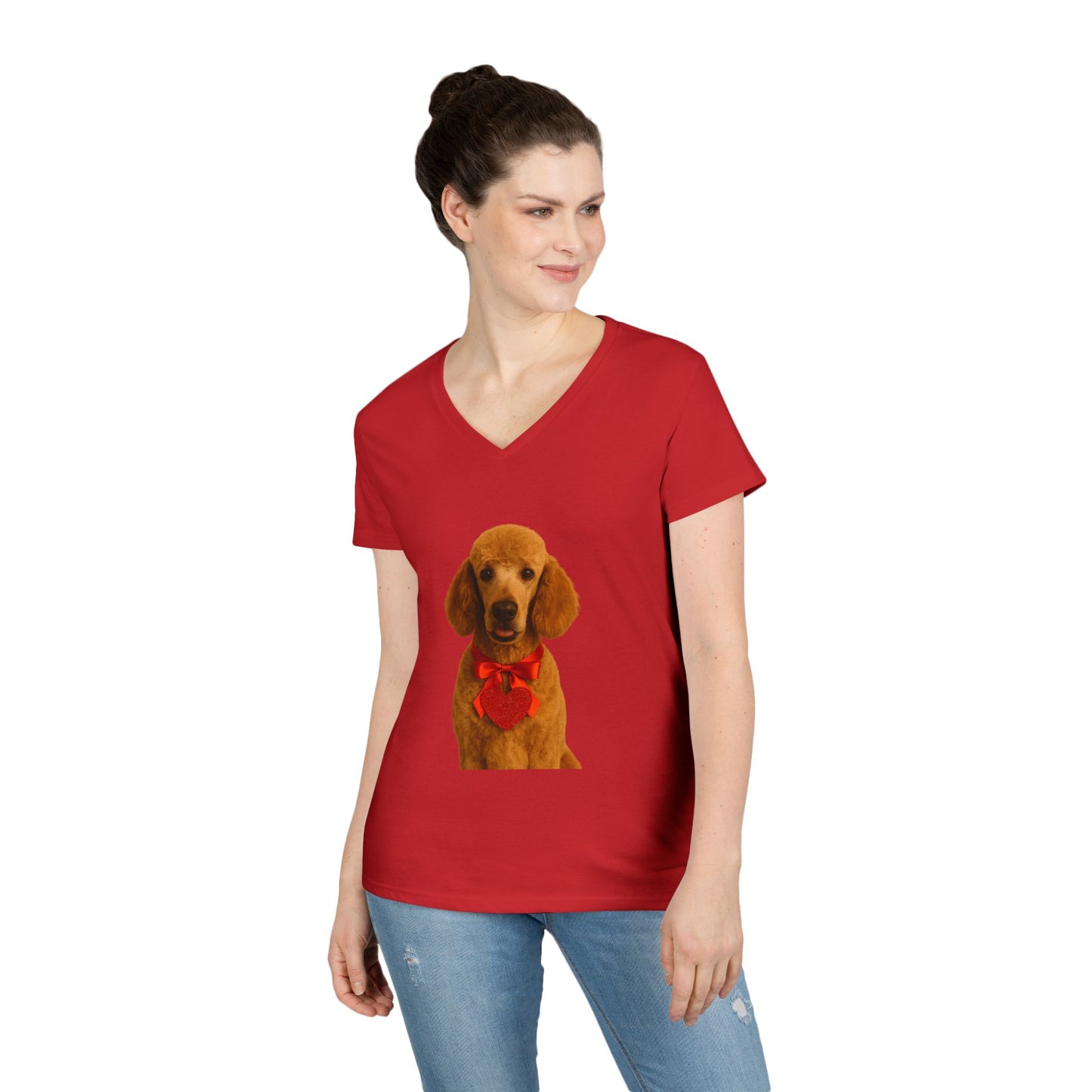 Cupid's Companion Poodle Women's V-Neck T-Shirt