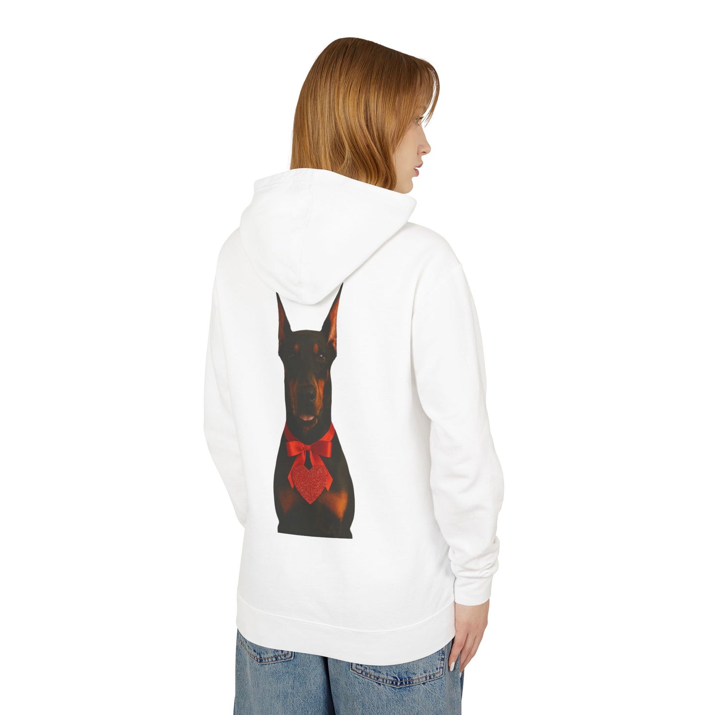 Cupid's Companion Doberman Unisex Lightweight Hoodie