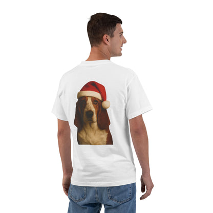 Santa Paws Basset Men's Short-Sleeve Crewneck Tee