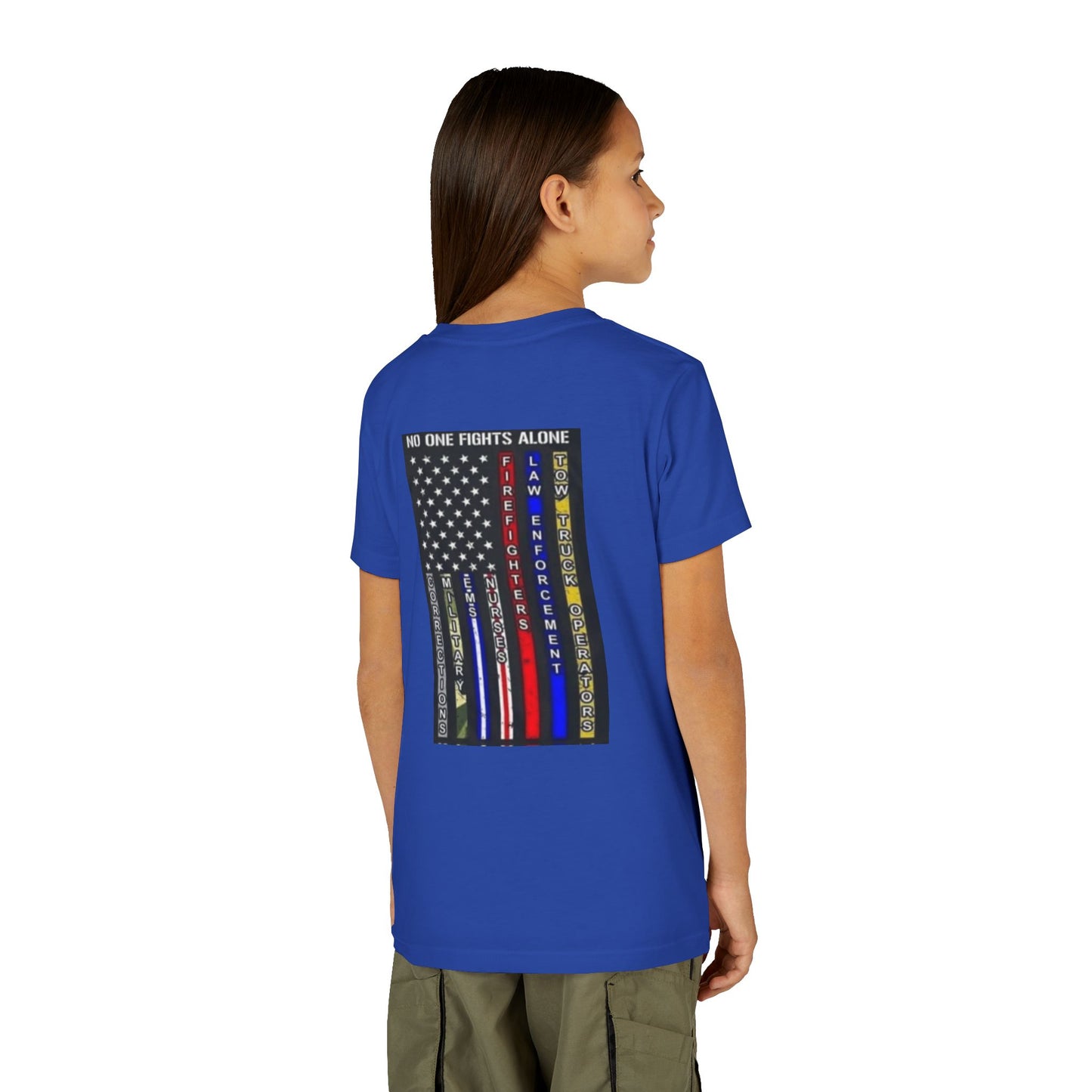 No One Fights Alone Youth Unisex Short Sleeve Crewneck Tee