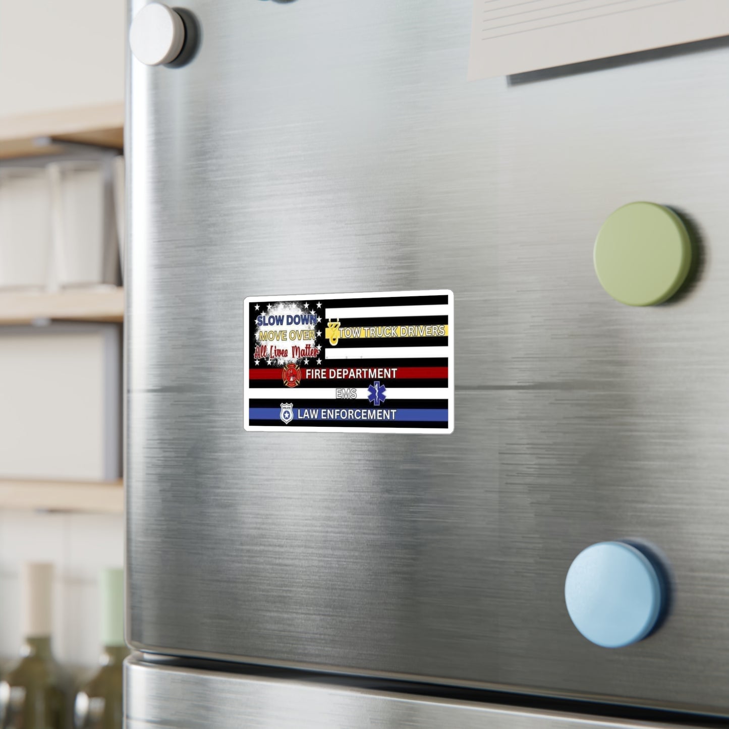 Slow Down Move Over Flag Vinyl Decal