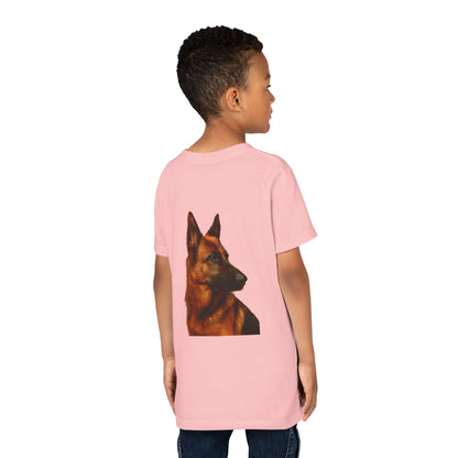 German Shepherd Head Youth Unisex Short Sleeve Crewneck Tee