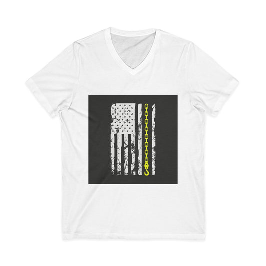 Thin Yellow Line Unisex Short Sleeve V-Neck Tee