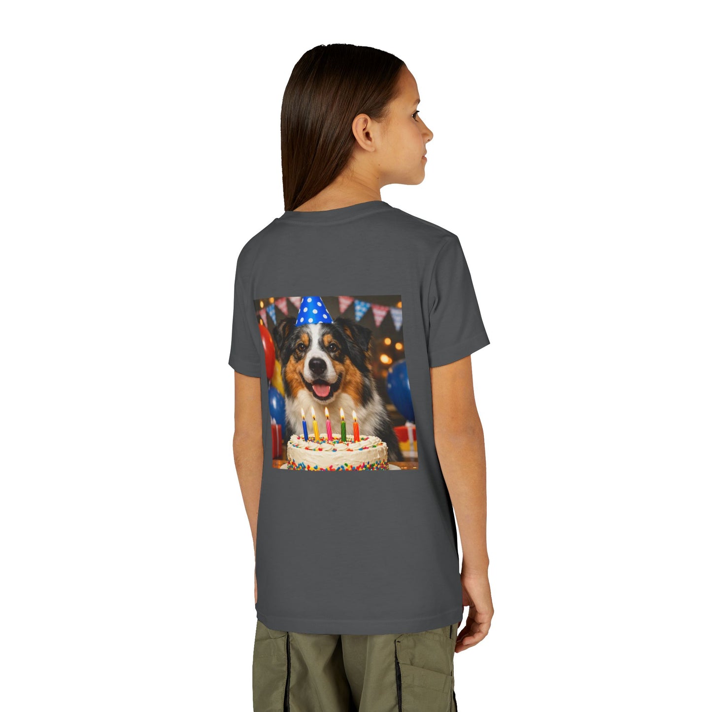 Birthday Buddy Aussie Youth Unisex Short Sleeve Crewneck Tee