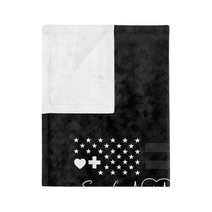 Thin White Line Velveteen Microfiber Blanket